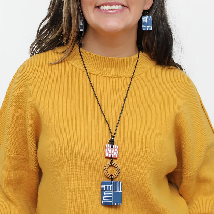 Multi Color Geovibe Pendant Necklace - Sylca Designs - Chunky Jewelry
