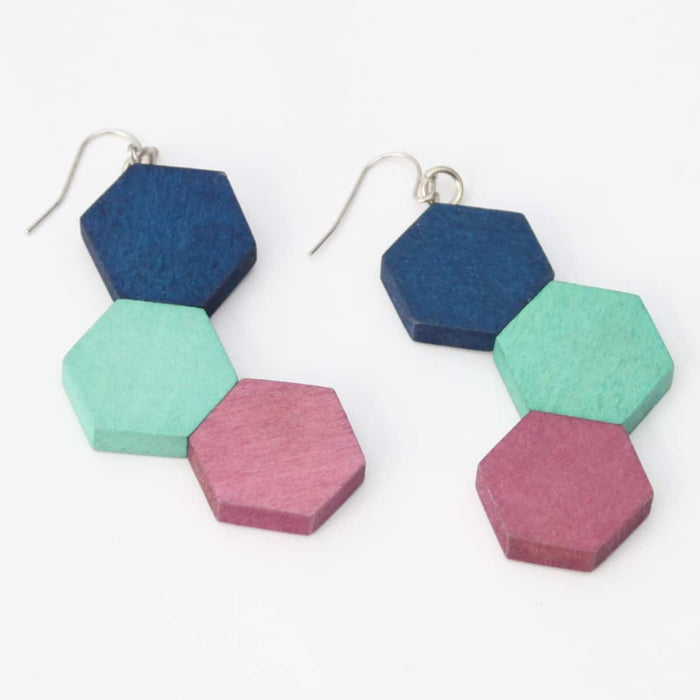 Multi Color Hexy Earrings - Sylca Designs - Chunky Jewelry