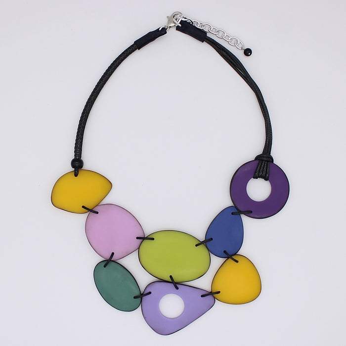 Multi Color Paisley Double Tier Necklace - Sylca Designs - Chunky Jewelry