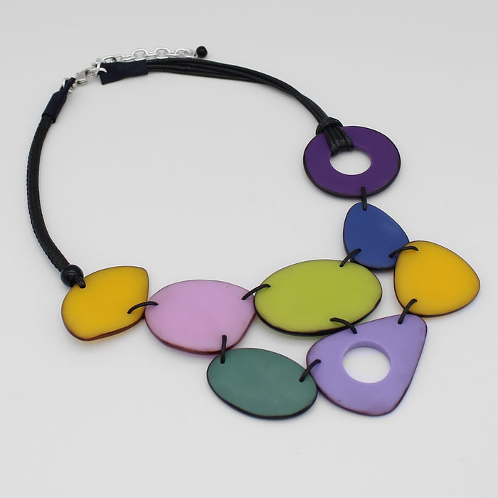 Multi Color Paisley Double Tier Necklace - Sylca Designs - Chunky Jewelry