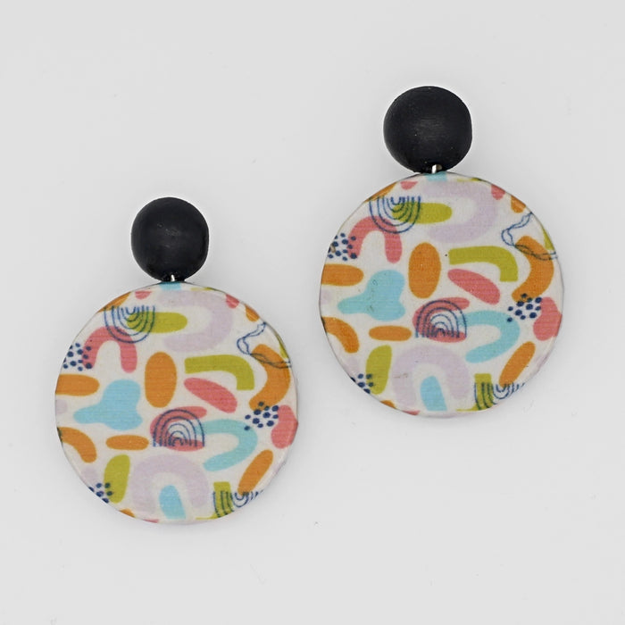 Multi Color Rainbow Decoupage Earrings - Sylca Designs - Chunky Jewelry