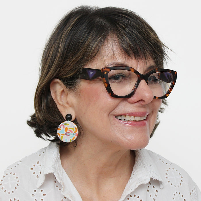 Multi Color Rainbow Decoupage Earrings - Sylca Designs - Chunky Jewelry