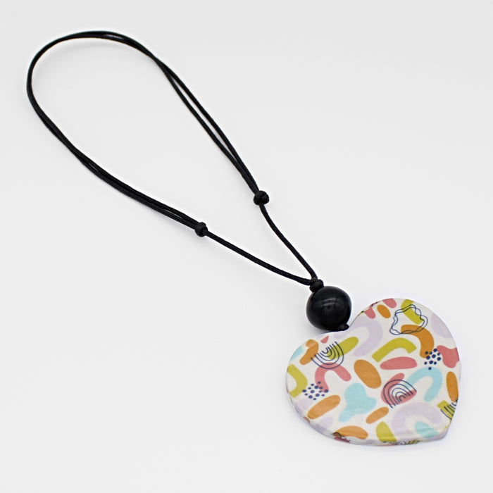 Multi Color Rainbow Heart Pendant Necklace - Sylca Designs - Chunky Jewelry