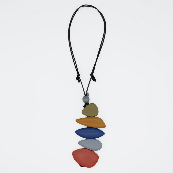 Multi Color StoneStack Statement Pendant Necklace - Sylca Designs - Chunky Jewelry