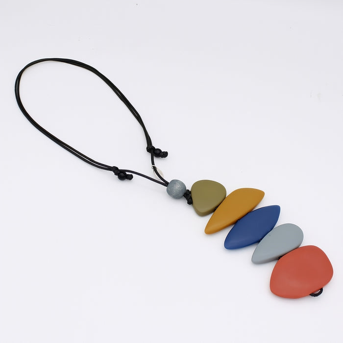 Multi Color StoneStack Statement Pendant Necklace - Sylca Designs - Chunky Jewelry