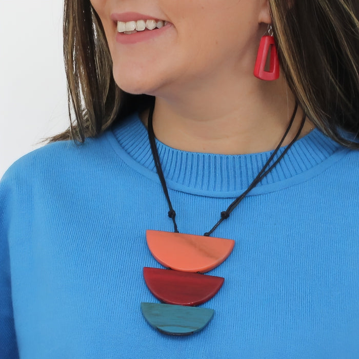 Multi Color Triple Moon Necklace - Sylca Designs - Chunky Jewelry