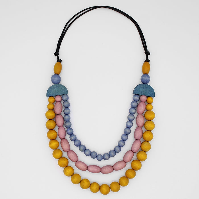Multi-Color Wood Bead Cailee Statement Necklace - Sylca Designs - Chunky Jewelry