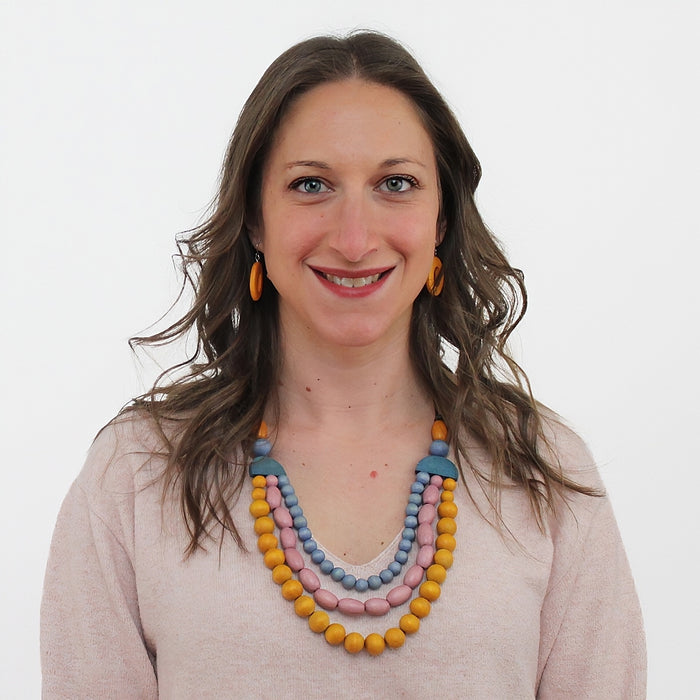 Multi-Color Wood Bead Cailee Statement Necklace - Sylca Designs - Chunky Jewelry