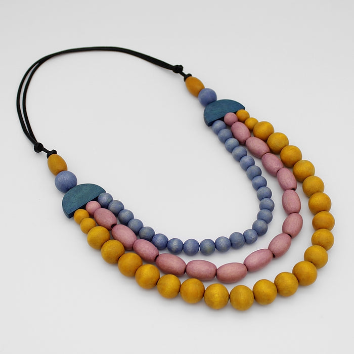Multi-Color Wood Bead Cailee Statement Necklace - Sylca Designs - Chunky Jewelry