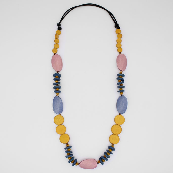 Multi-Color Wooden Tiggy Necklace - Sylca Designs - Chunky Jewelry