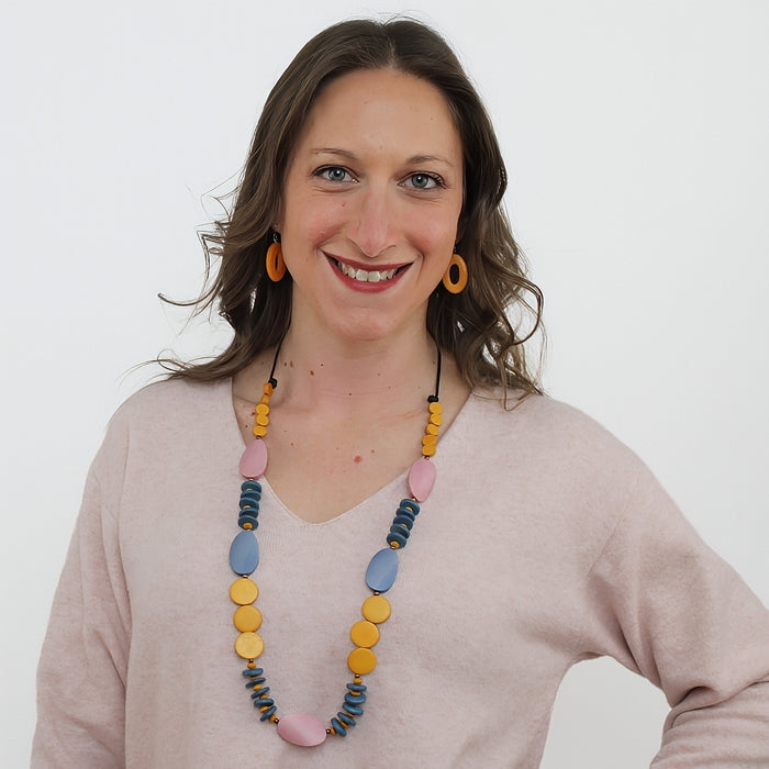 Multi-Color Wooden Tiggy Necklace - Sylca Designs - Chunky Jewelry