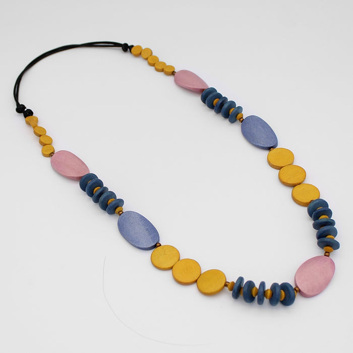 Multi-Color Wooden Tiggy Necklace - Sylca Designs - Chunky Jewelry