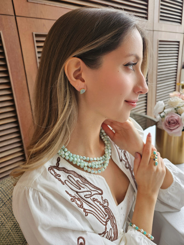 Multi-layers Green Shell Necklace RN006