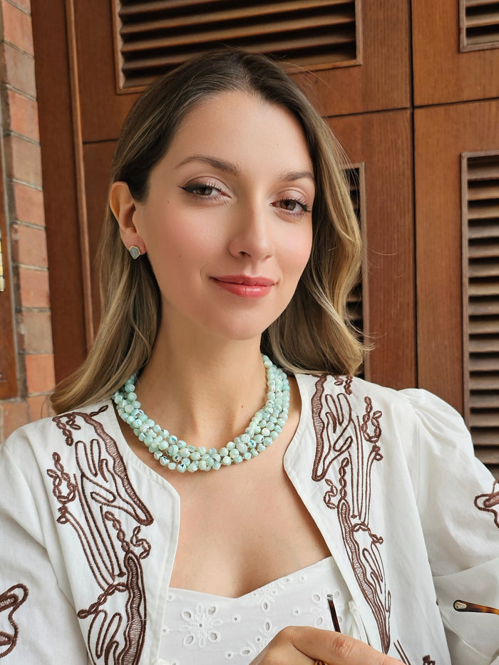 Multi-layers Green Shell Necklace RN006