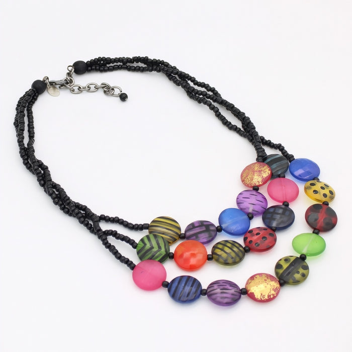 Multi Sea Stone Triple Strand Necklace