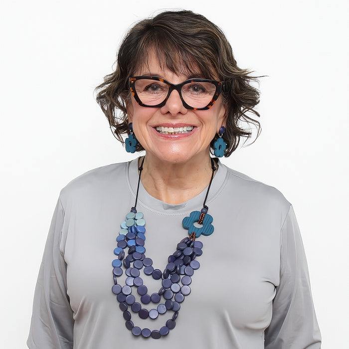 Multi Strand Cambridge Blue Necklace - Sylca Designs - Chunky Jewelry