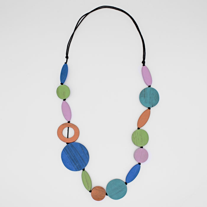 Multi Wood Geo Shaped Necklace - Sylca Designs - Chunky Jewelry