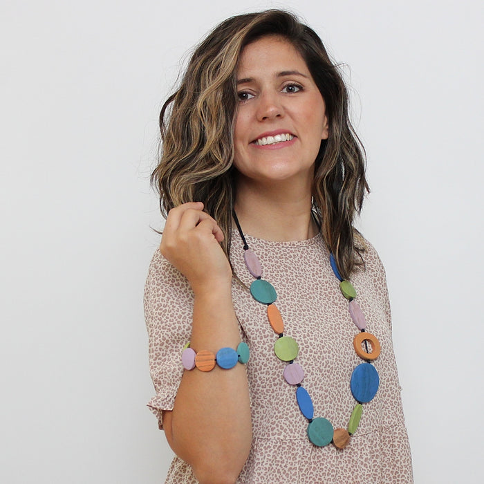 Multi Wood Geo Shaped Necklace - Sylca Designs - Chunky Jewelry