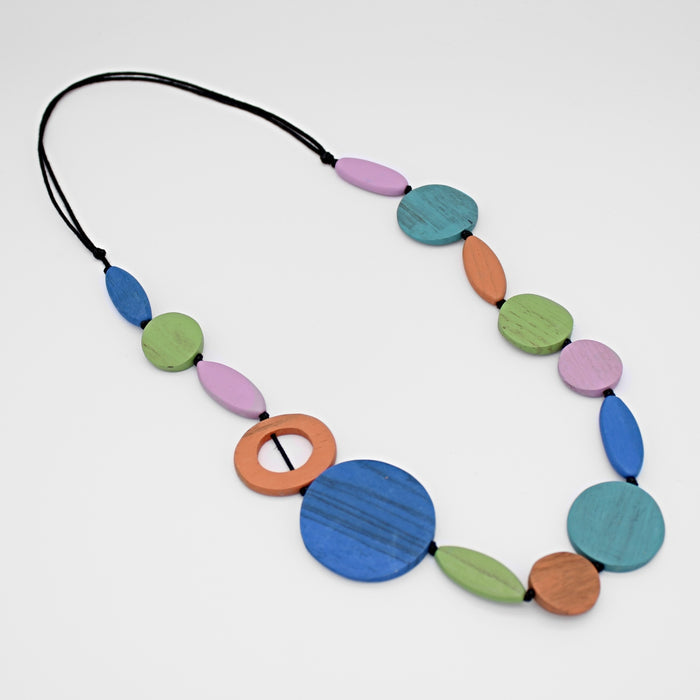Multi Wood Geo Shaped Necklace - Sylca Designs - Chunky Jewelry