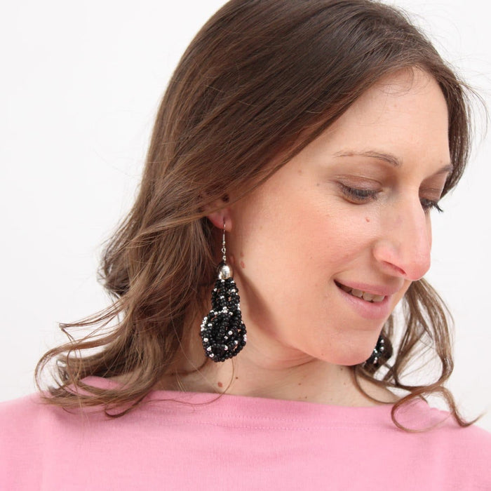 Multilayer Beaded Dangle Earrings - Sylca Designs - Chunky Jewelry