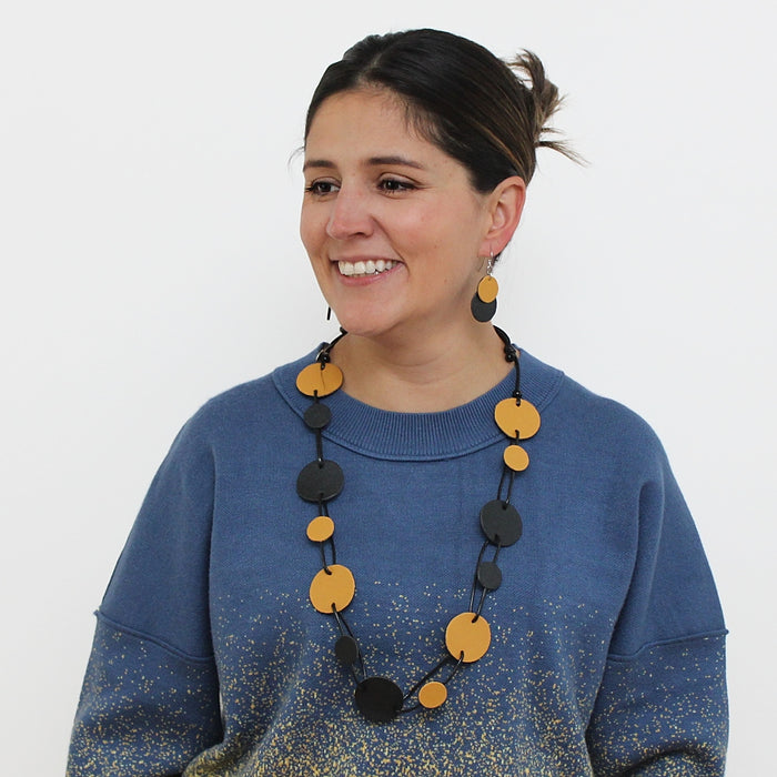 Mustard Catalina Leather Necklace - Sylca Designs - Chunky Jewelry