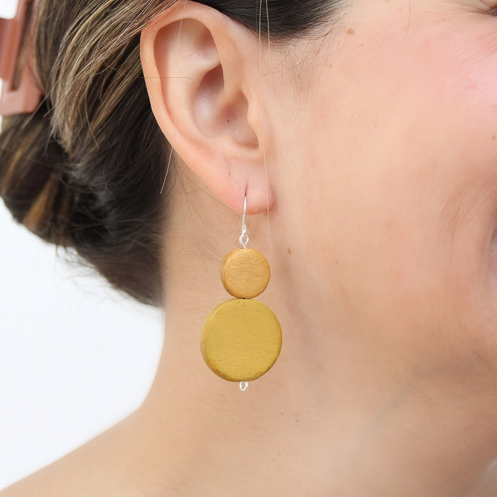 Mustard Double Bead Sarah Earrings