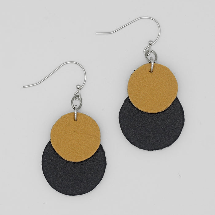 Mustard Paris Leather Earrings - Sylca Designs - Chunky Jewelry