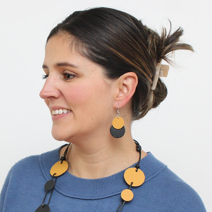 Mustard Paris Leather Earrings - Sylca Designs - Chunky Jewelry