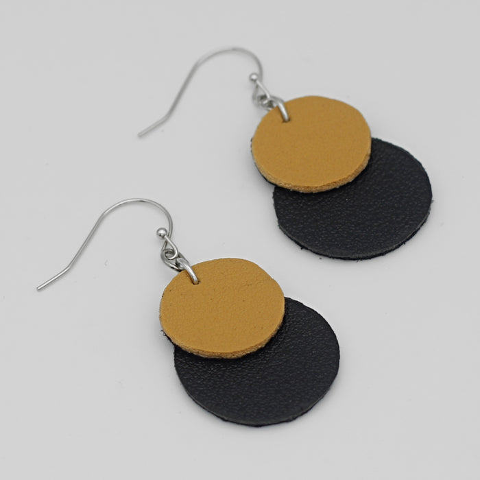 Mustard Paris Leather Earrings - Sylca Designs - Chunky Jewelry