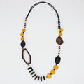 Mustard Wood Bead Gabby Necklace - Sylca Designs - Chunky Jewelry