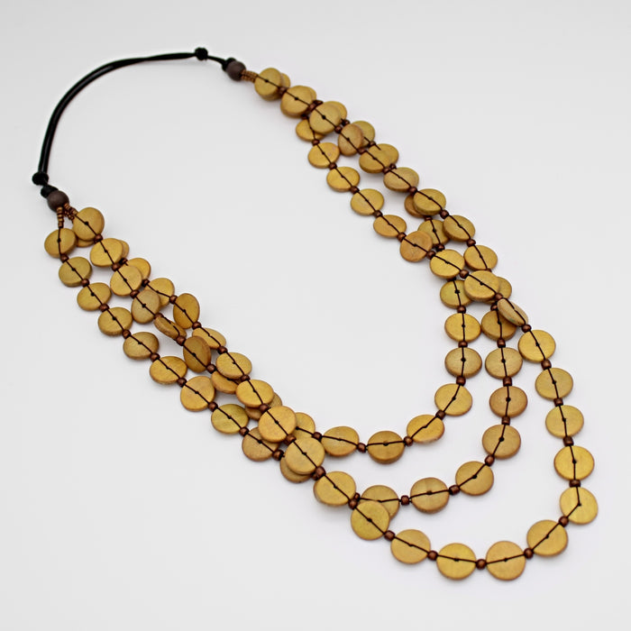Mustard Yellow Jacey Triple Strand Necklace - Sylca Designs - Chunky Jewelry