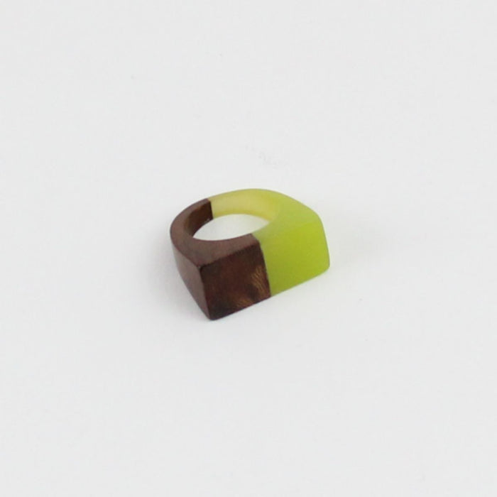 Narrow Mixed Media Ring Lime - Sylca Designs - Chunky Jewelry