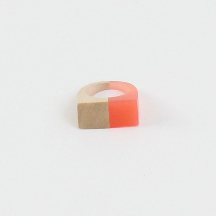 Narrow Mixed Media Ring Peach - Sylca Designs - Chunky Jewelry