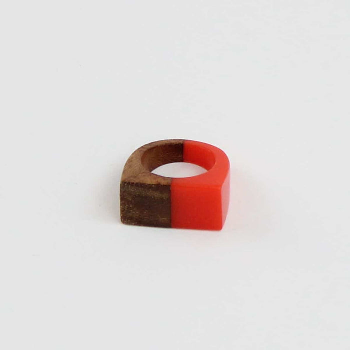 Narrow Mixed Media Ring Red - Sylca Designs - Chunky Jewelry
