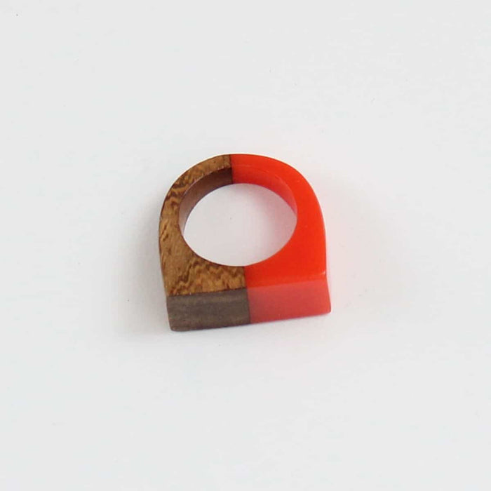 Narrow Mixed Media Ring Red - Sylca Designs - Chunky Jewelry