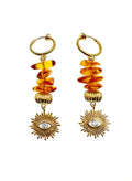 Natural Amber With Evil Eye Dangle Clip-on Earrings JE014 - FARRA