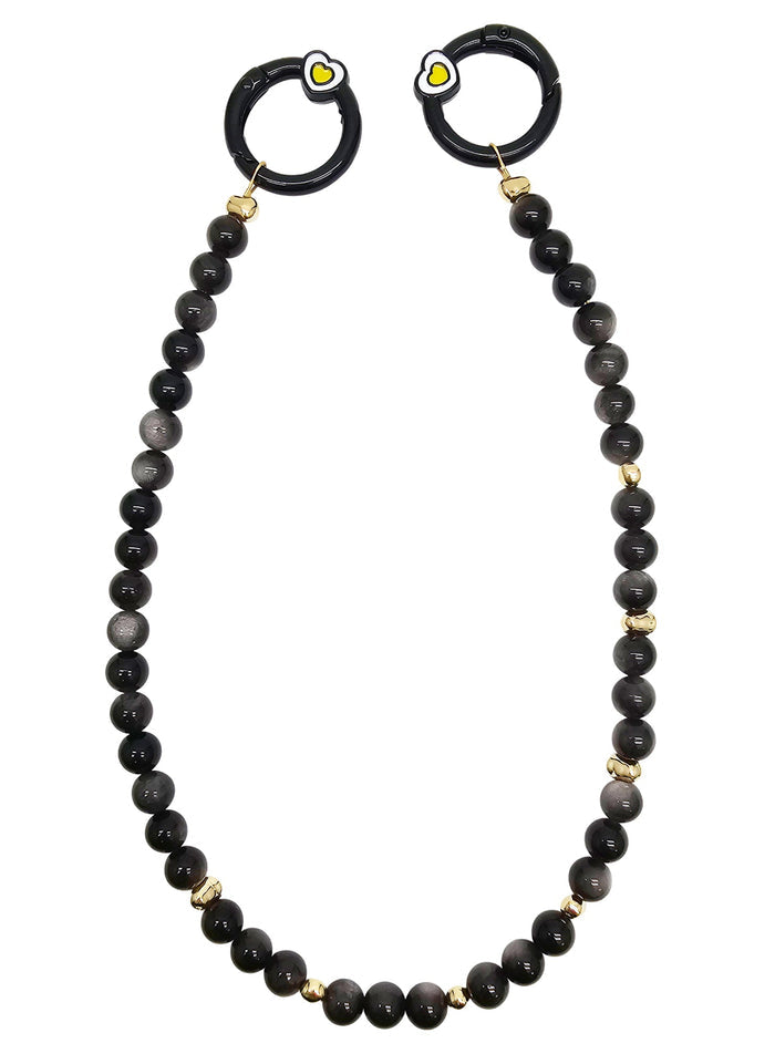 Natural Black Obsidian Phone Strap PC009