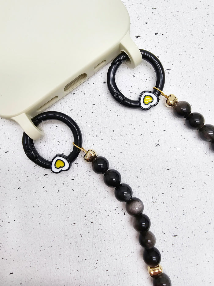 Natural Black Obsidian Phone Strap PC009