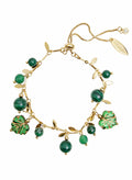 Natural-Inspired Malachite With Leaves Charm Bracelet SB014