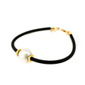 Nautical neoprene pearl bracelet with AAA freshwater pearl and gold vermeil detail