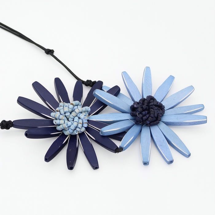 Navy Amaya Double Flower Statement Necklace