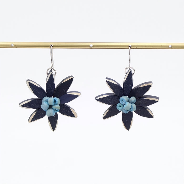 Navy Amaya Flower Earrings