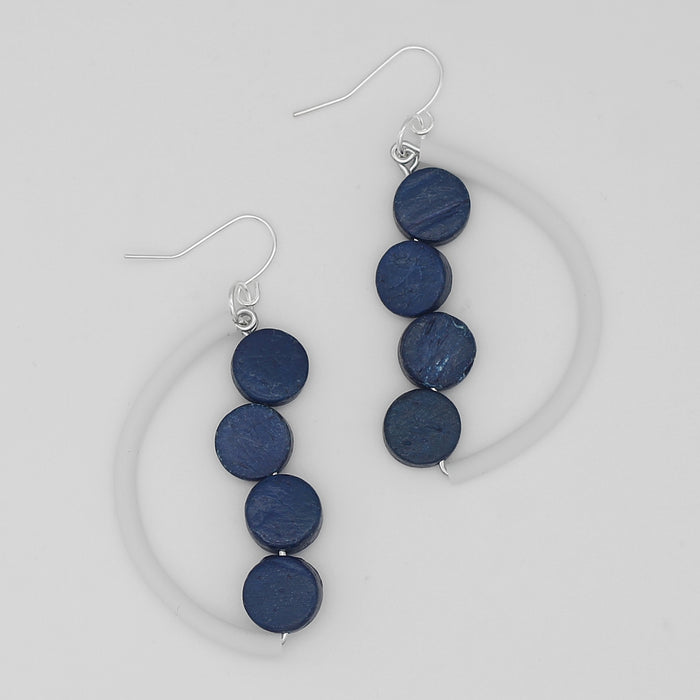 Navy Half Moon Dangle Earring - Sylca Designs - Chunky Jewelry