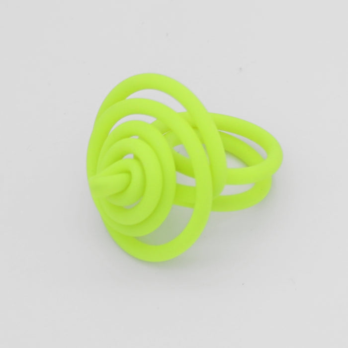 Neon Yellow Cefalu Swirl Ring - Sylca Designs - Chunky Jewelry