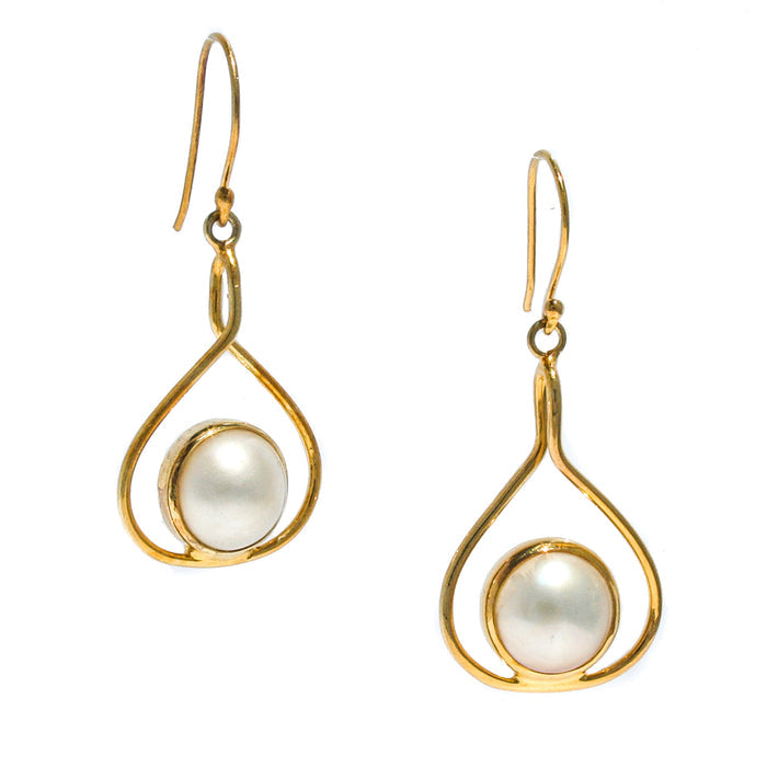 mabe gold earrings pearl