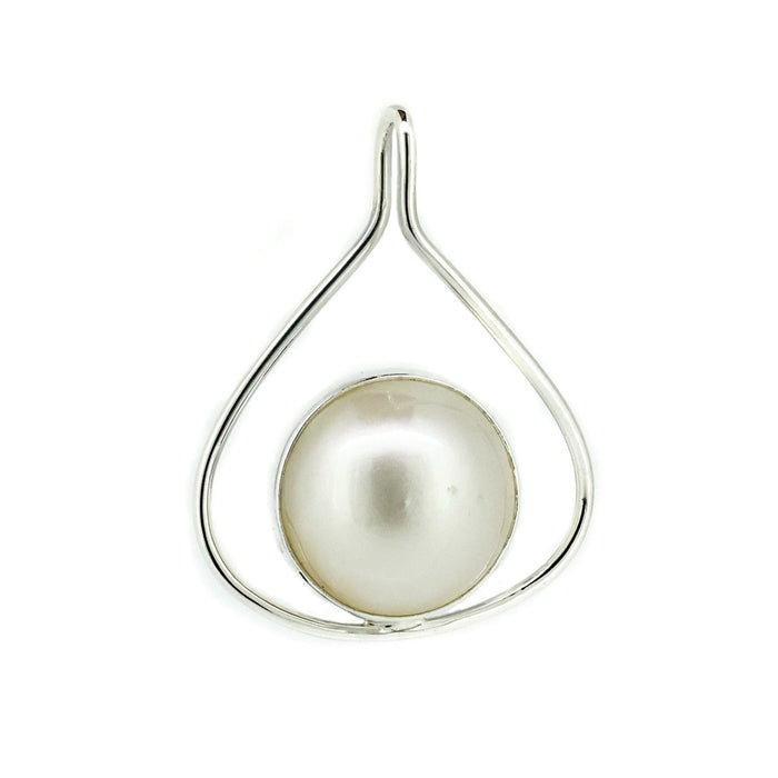 New Moon Mabe White Pearl Pendant featuring a genuine white Mabe pearl with radiant lustre