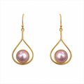 New Moon Pink Mabe Earrings Gold Vermeil featuring lustrous pink mabe pearls set in organic teardrop-shaped gold frames