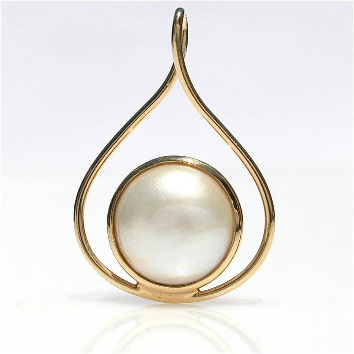 full moon white mabe pearl pendant in gold vermeil australian designed