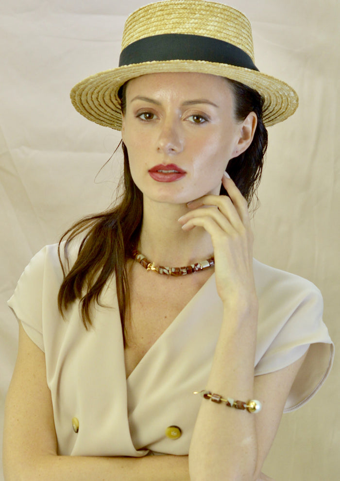 Noreena Jasper & Baroque Pearl Bracelet CB008 - FARRA