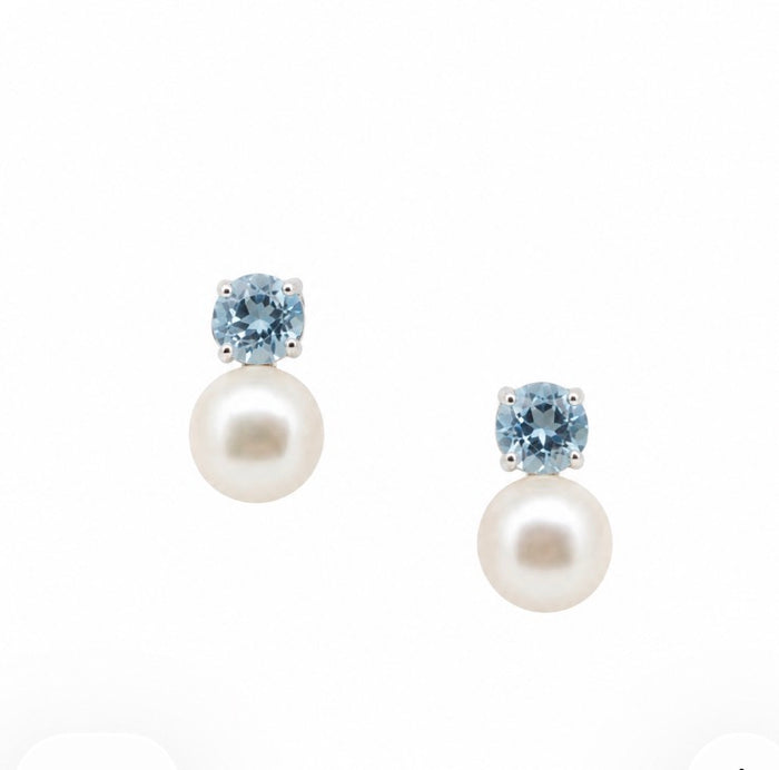 North Star Topaz Pearl Studs Silver